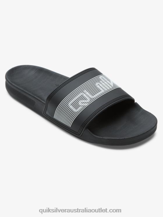 Quiksilver Men Rivi Wordmark Slide Slider Sandals H2N4B683 black