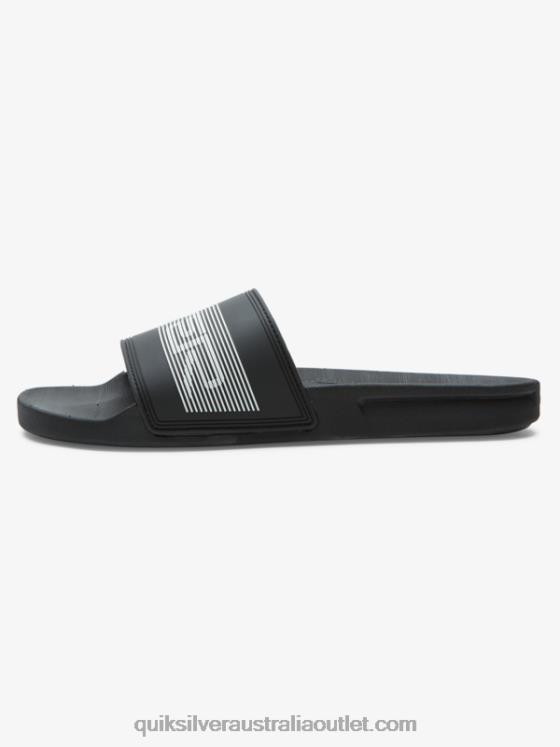 Quiksilver Men Rivi Wordmark Slide Slider Sandals H2N4B683 black