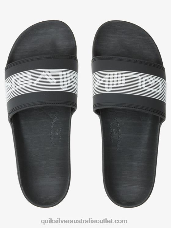 Quiksilver Men Rivi Wordmark Slide Slider Sandals H2N4B683 black