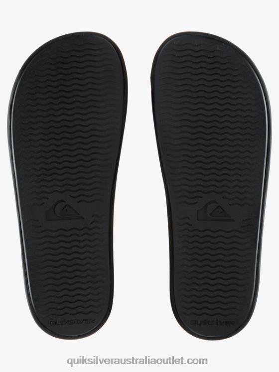 Quiksilver Men Rivi Wordmark Slide Slider Sandals H2N4B683 black