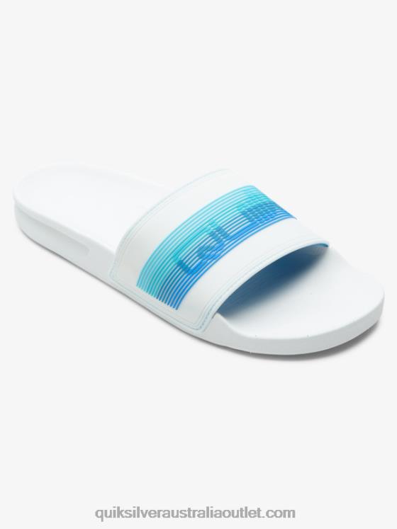 Quiksilver Men Rivi Wordmark Slide Slider Sandals H2N4B686 white/blue