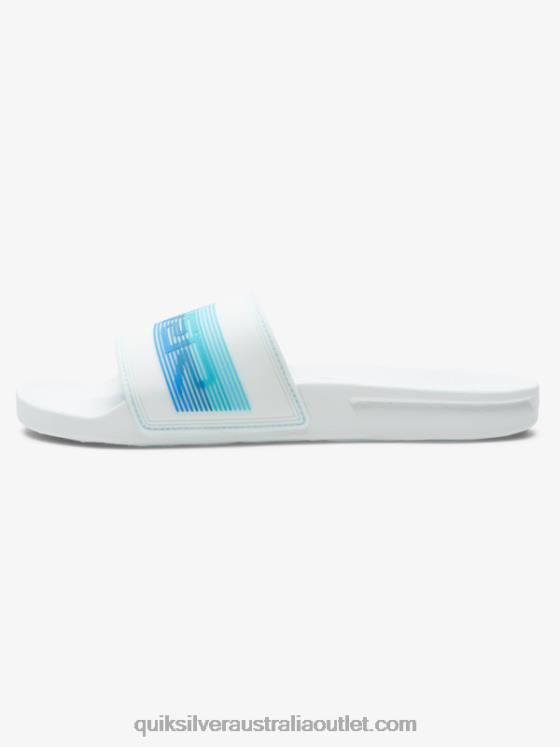 Quiksilver Men Rivi Wordmark Slide Slider Sandals H2N4B686 white/blue
