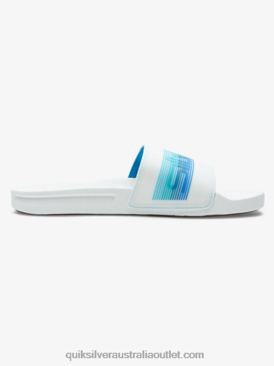 Quiksilver Men Rivi Wordmark Slide Slider Sandals H2N4B686 white/blue