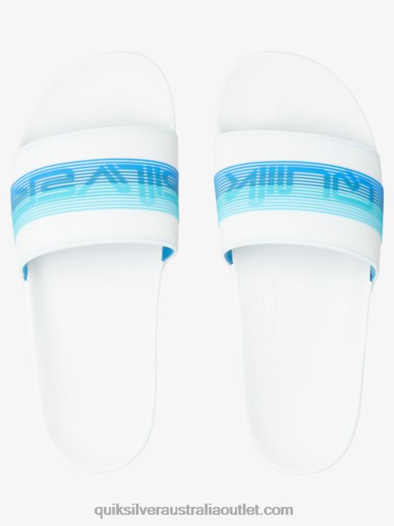 Quiksilver Men Rivi Wordmark Slide Slider Sandals H2N4B686 white/blue