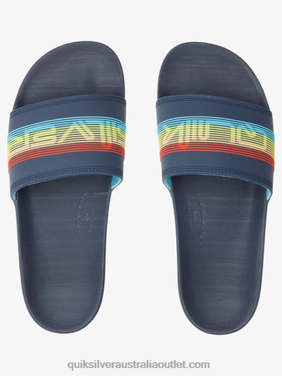 Quiksilver Men Rivi Wordmark Slide Slider Sandals H2N4B688 blue 3