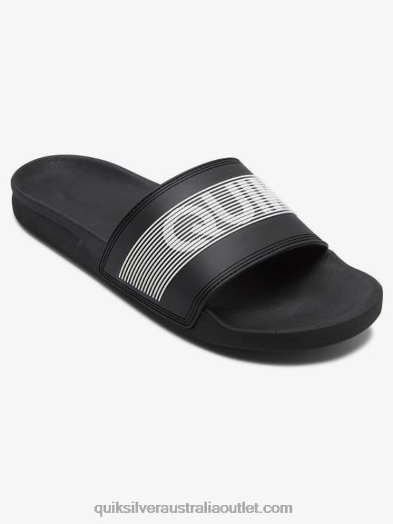 Quiksilver Men Rivi Wordmark Slide Slider Sandals H2N4B689 black/white