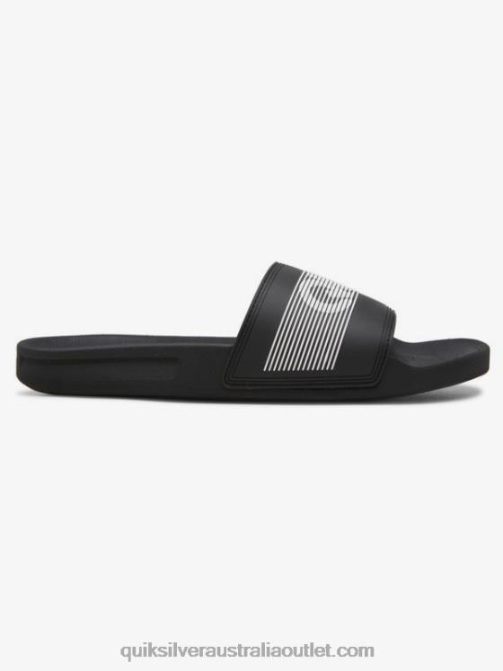 Quiksilver Men Rivi Wordmark Slide Slider Sandals H2N4B689 black/white