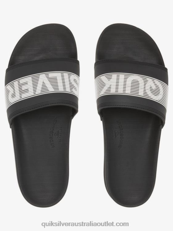 Quiksilver Men Rivi Wordmark Slide Slider Sandals H2N4B689 black/white