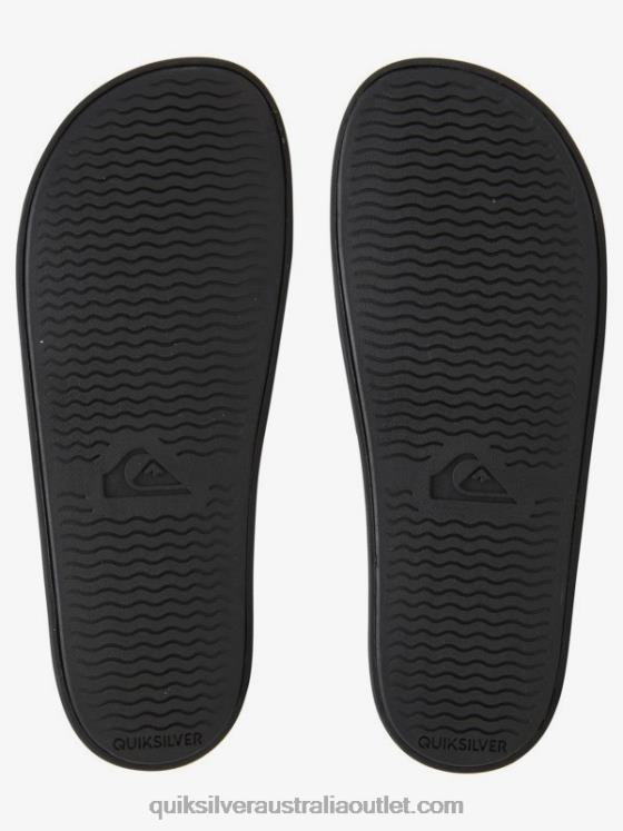Quiksilver Men Rivi Wordmark Slide Slider Sandals H2N4B689 black/white