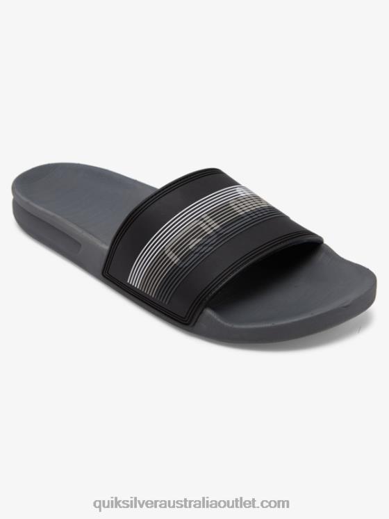 Quiksilver Men Rivi Wordmark Slide Slider Sandals H2N4B690 black/grey