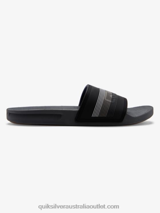 Quiksilver Men Rivi Wordmark Slide Slider Sandals H2N4B690 black/grey