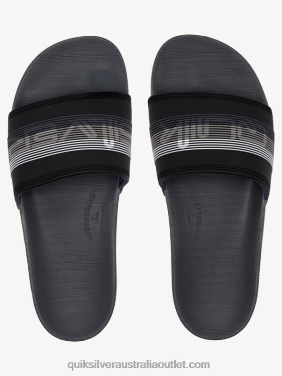 Quiksilver Men Rivi Wordmark Slide Slider Sandals H2N4B690 black/grey