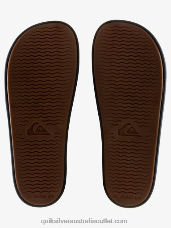 Quiksilver Men Rivi Wordmark Slide Slider Sandals H2N4B690 black/grey