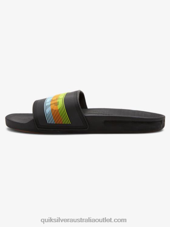 Quiksilver Men Rivi Wordmark Slide Slider Sandals H2N4B693 black/orange/blue
